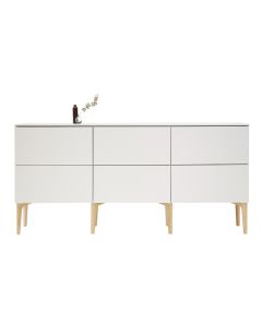 Fuuga laatikosto, cashmere, kolmiosainen, Bend tammiset jalat