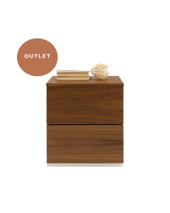 Fuuga yöpöytä, valkoinen, kahdella laatikolla, pähkinäviiluetusarja