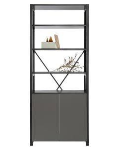 Classic mustalakattu hylly, tummanharmailla ovilla