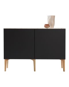 Fuuga senkki, musta, kaksi isoa ovea, tammijalat, Terrazzo-kansitaso