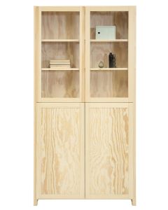 Classic -vitriini, lasi- ja vaneritäyteovilla (luonnonväri, valko-, musta- ja ruskealakattu)