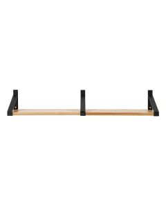 Seinähyllykokonaisuus, kaksi 50 cm leveää hyllyä, ruskealakattu