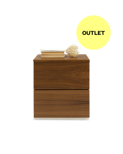 Fuuga yöpöytä, valkoinen, kahdella laatikolla, pähkinäviiluetusarja